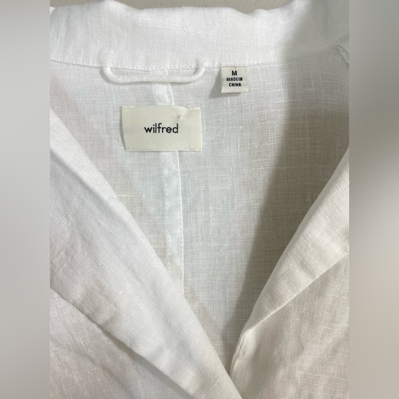 Wilfred Aritzia Freeform 100% Organic Linen Shirt Blouse, V-Neck Button-Up Sz M - Picture 9 of 13